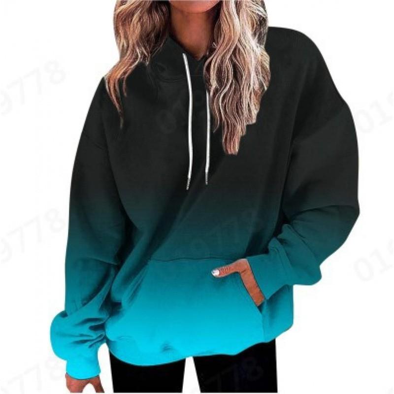 Womens Oversized Hooded Sweatshirt With 3D Print Graphic Loose Fit Long Sleeve Casual Top In Vintage Tie-Dye Style