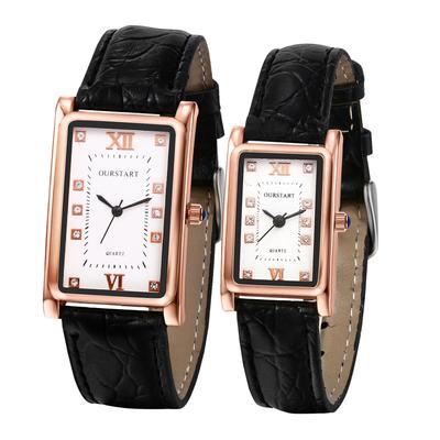 Pair Watch Couple Pair Watch Rome Analog Display Stylish Antique Leather Belt Waterproof Quartz Watch Black Fashion Accessories Birthday Anniversary