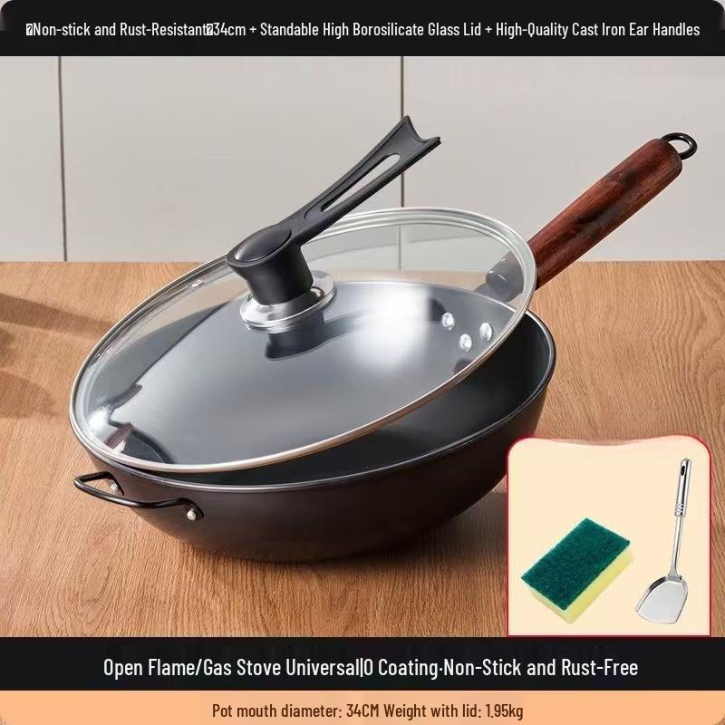 Traditional Forged Uncoated Non-Stick Iron Wok