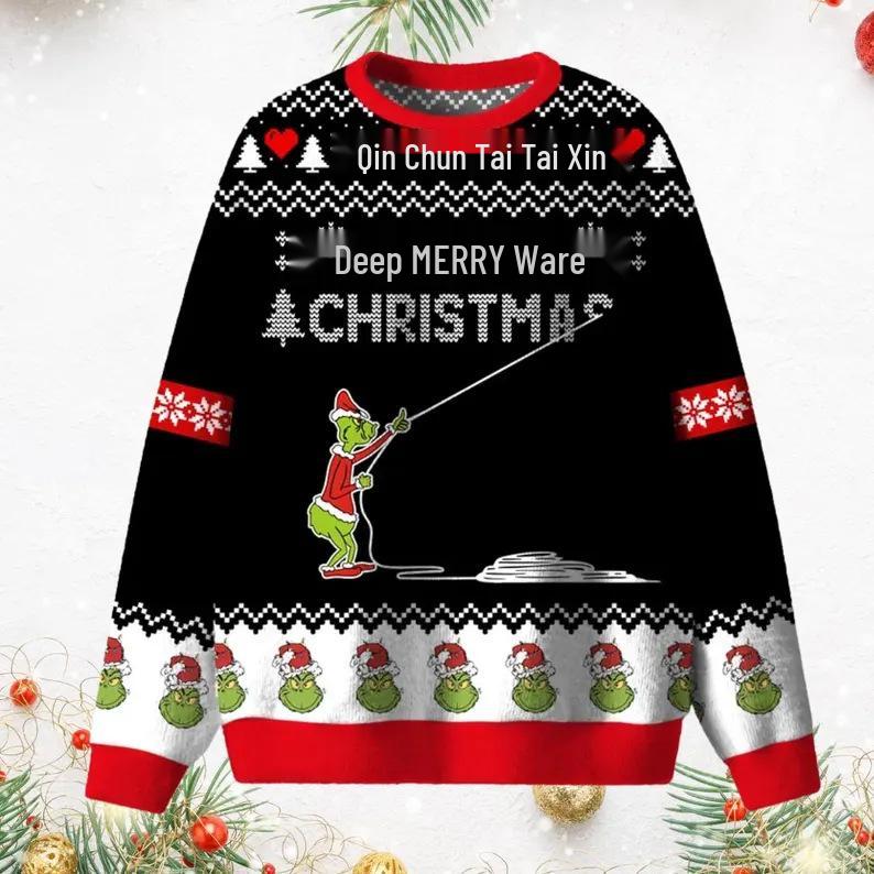 Herren 3D Weihnachtsdruck Rundhals Pullover Hoodie - Lässiges Langarm Oberteil