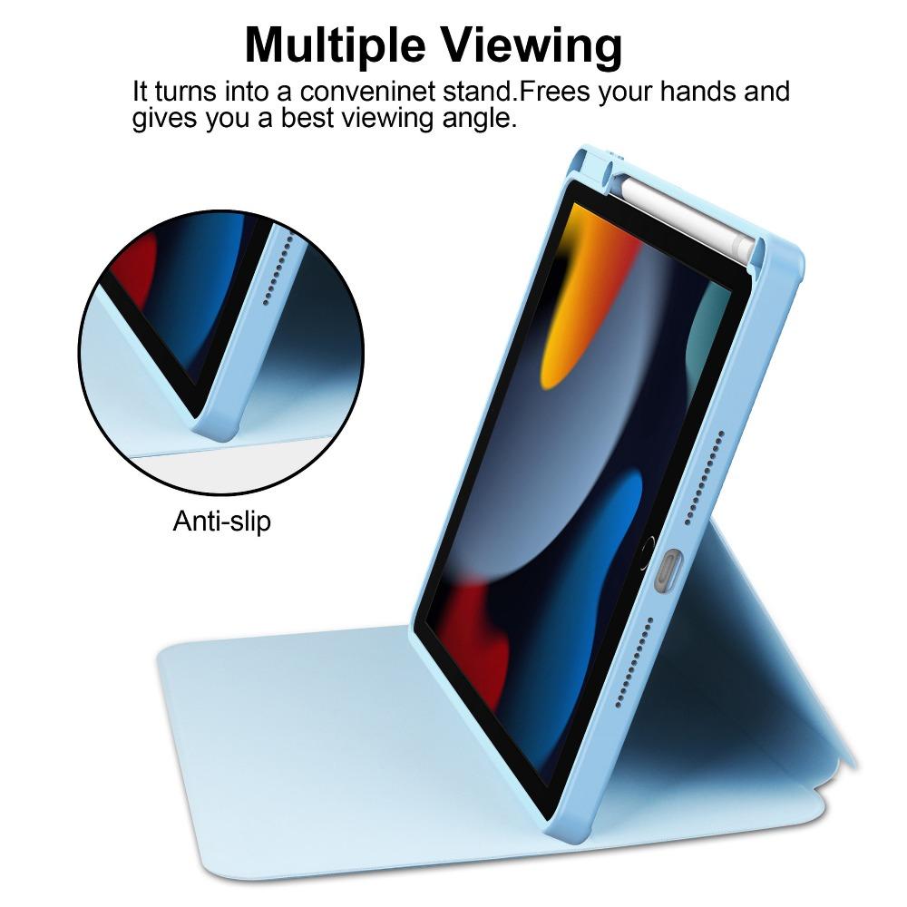 For iPad 10.2 Protective Case Transparent Stand Cover with Pencil Slot for iPad 7 8 9 Foldable Book Style Shell