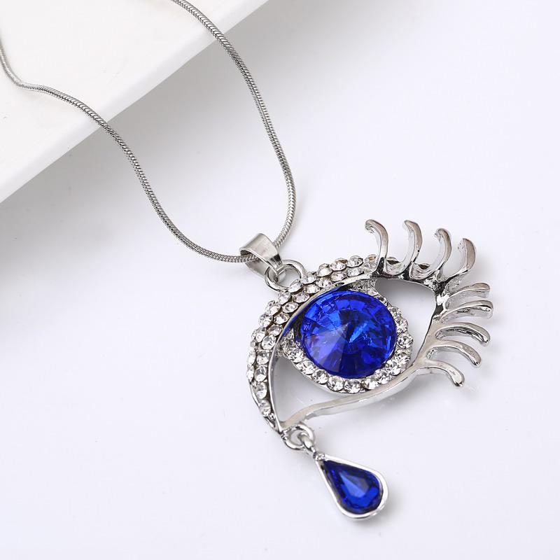 Accessoires Exagérés Oeil Magique Larmes de Cristal Chaîne de Pull Collier & Pendentifs pour Femme Collier Long