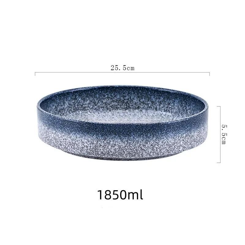 Simple black and white deep soup plate Western dish round dish salad plates frosted ceramic large baked plate household dishes