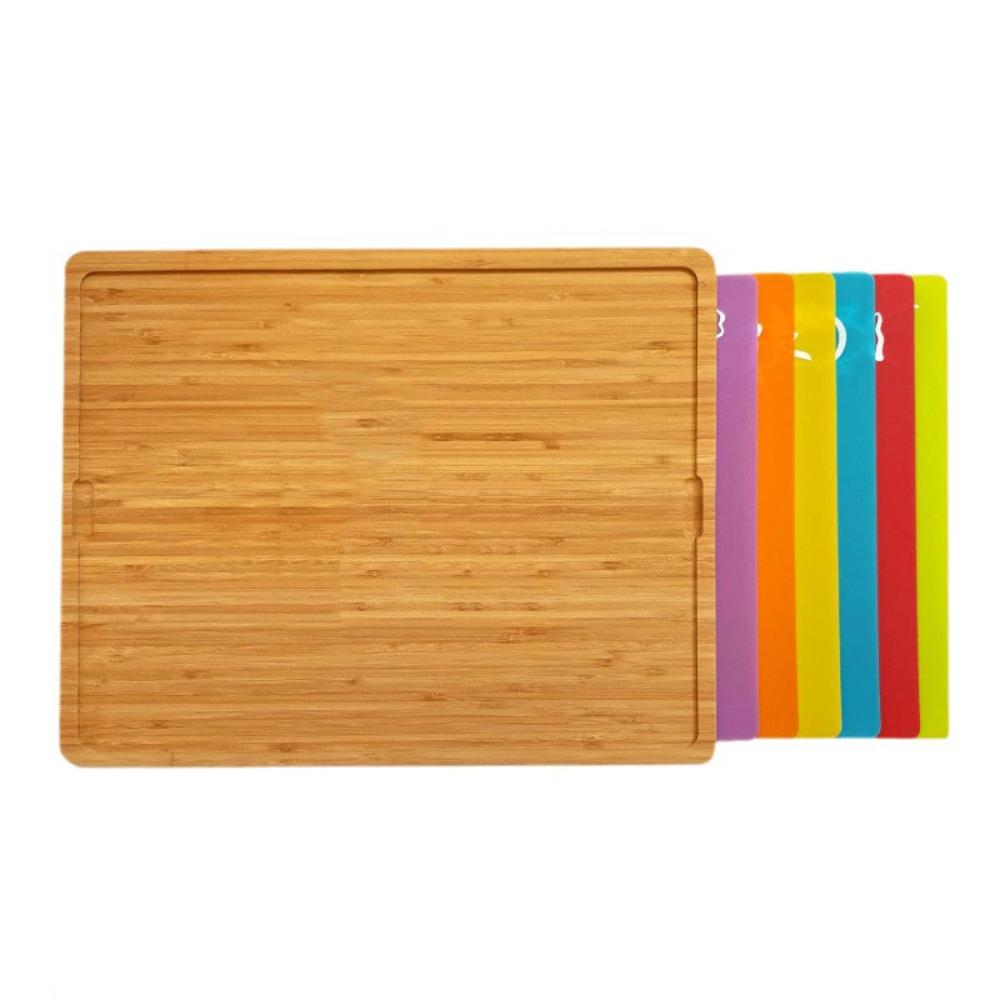 

7pcs Bamboo Cutting Board Set with Juice Groove Cutting Plate Durable Chopping Board Meat 7pcs
