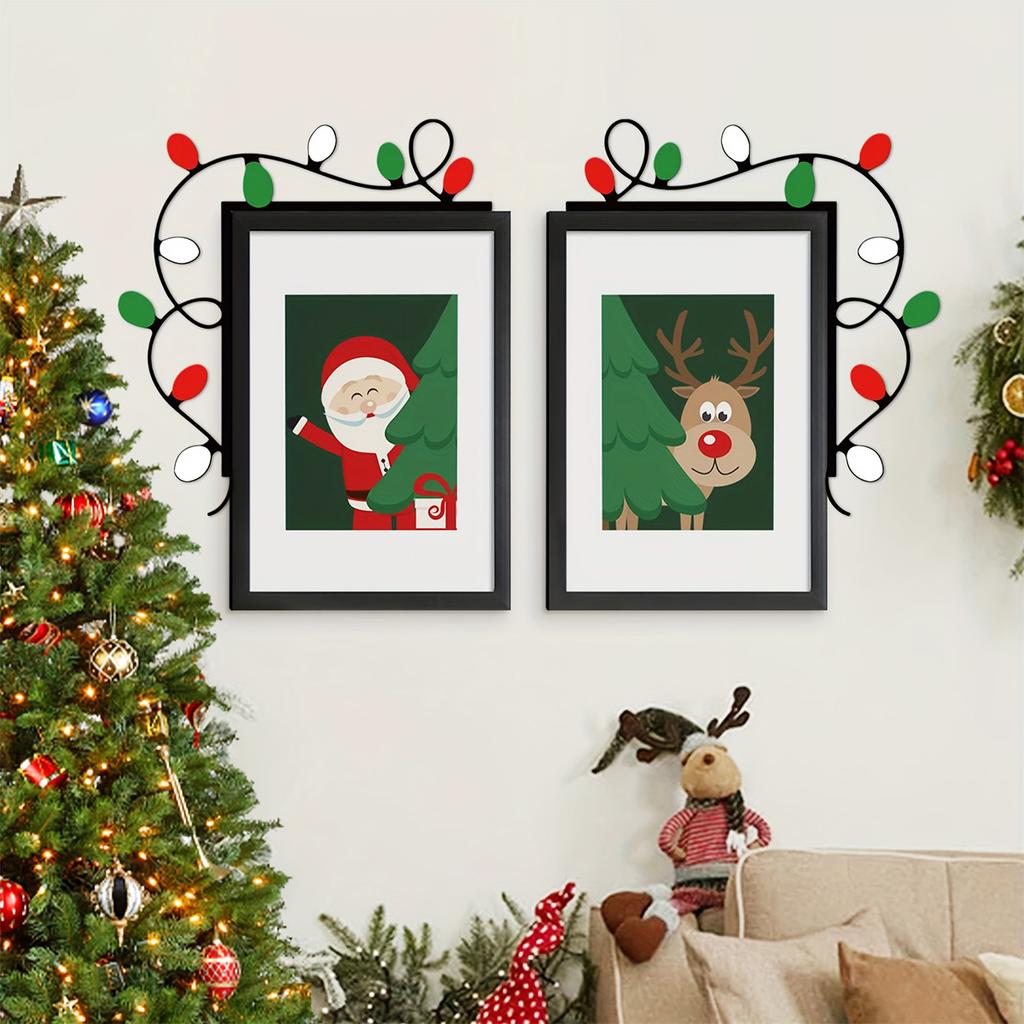 1Pc/2Pc Iron Art Colorful Door Corner, Bedroom and Living Room Frame Decoration, Christmas Decoration/Christmas Wall Art/Living Ro, Christmas.