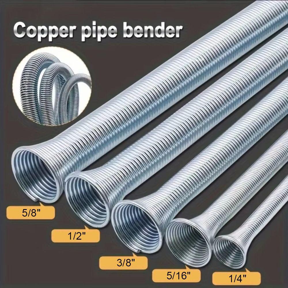 

5Pcs/Set 1/4 1/2 3/8 5/8 5/16 Spring Pipe Benders Internal Folding Spring Steel Tube Bender Manual Copper Pipe Bending Tool 5 Size