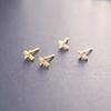 925 Silver Simple Korean Zircon Mini Cross Stud Earrings for Teen Women Daily Life Party Jewelry