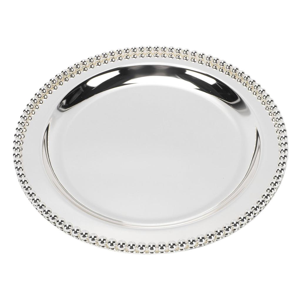 European Style Round Dessert Plate Metal Decorative Serving Tray Afternoon Tea Cake Fruit Tray Rustproof Elegant Snack