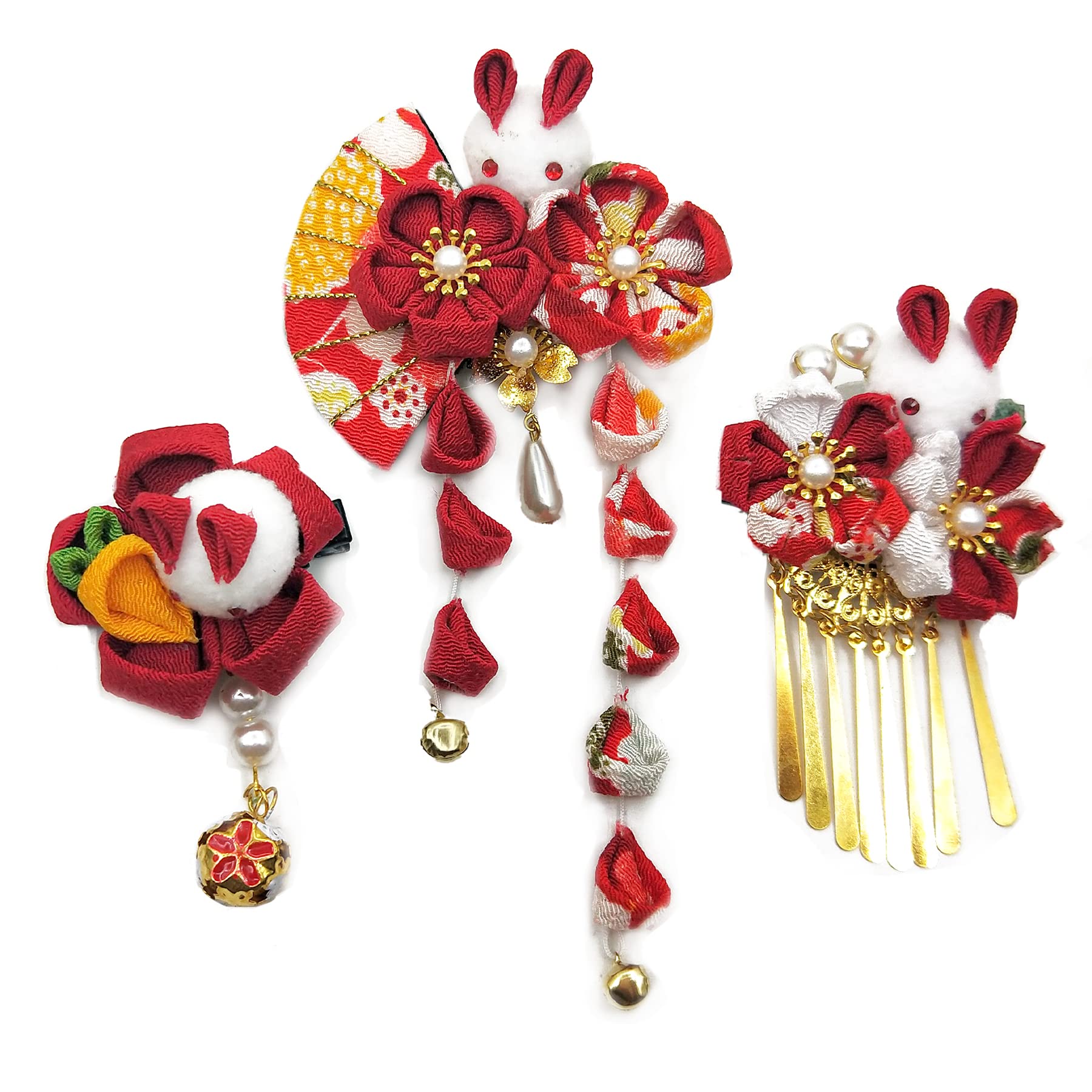 

Набор украшений для волос JZOON с цветочным дизайном для и других традиционных японских. Идеально подходит для прихожей и включает в себя H0829 Набор из 3 предметов Цумами-дзаику