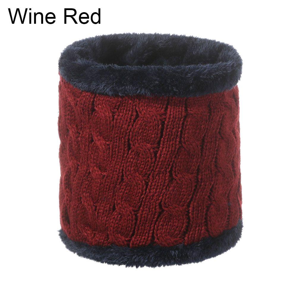 

Men Women Winter Warm Collar Scarves Wraps Solid Color Thick Neck Ring Knitted Scarf вина червоного кольору