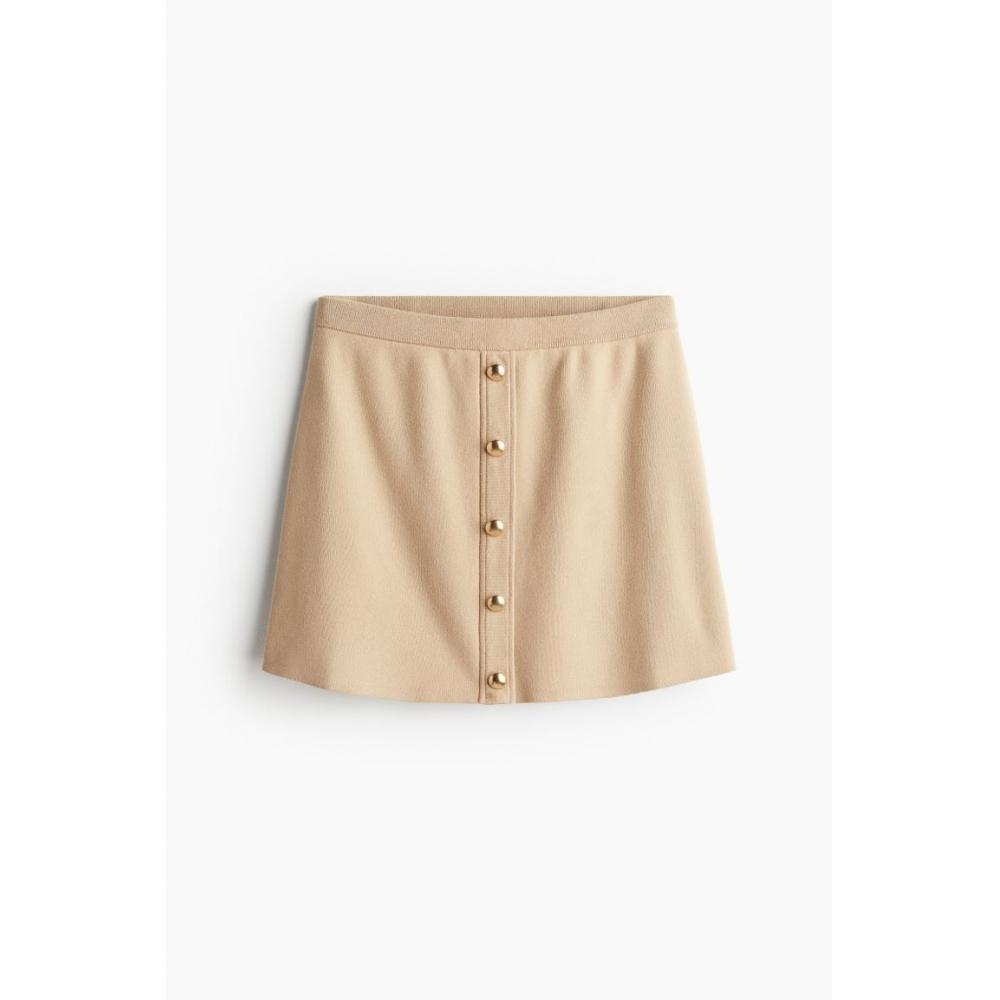 

H M Button Front Fine knit Skirt Beige