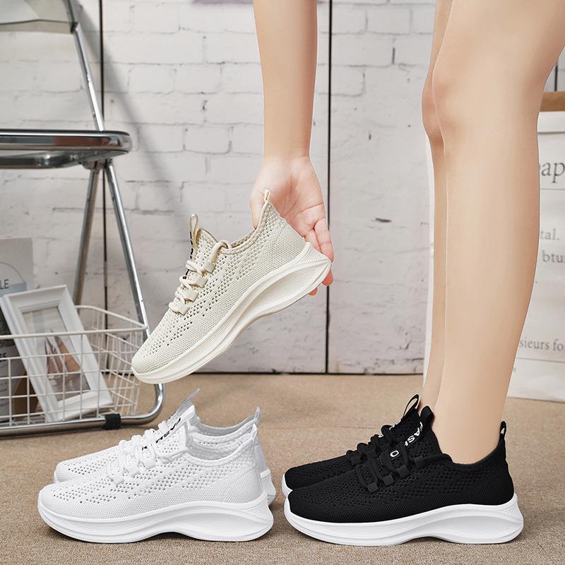 Women's 2025 Spring Flyknit Casual Breathable Fashion Trend Korean Style Sports Shoes