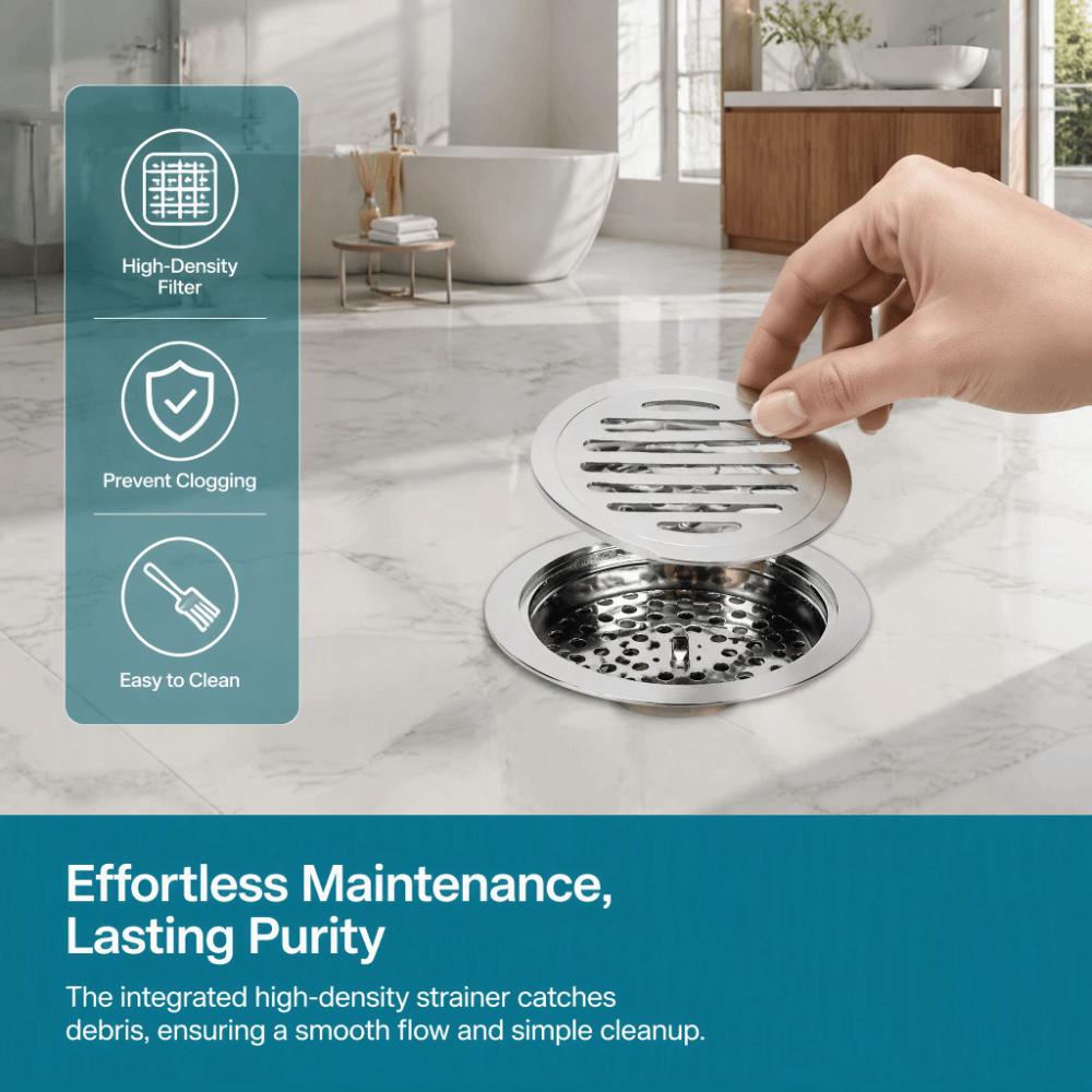 Silver Floor Drain Round Floor Drain Strainer Durable Hair Catcher  Garage