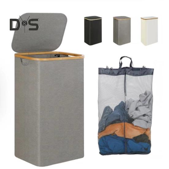 Laundry Hamper with Inner Pocket Large Capacity Moisture-Resistant Foldable Design Dirty Clothes Hamper Slim Laundry Basket