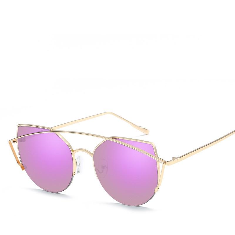 Women Brand Designer Metal Luxury Sun Glasses Retro Cat Eye Sunglasses Female Blue Pink Vintage Fashion De S