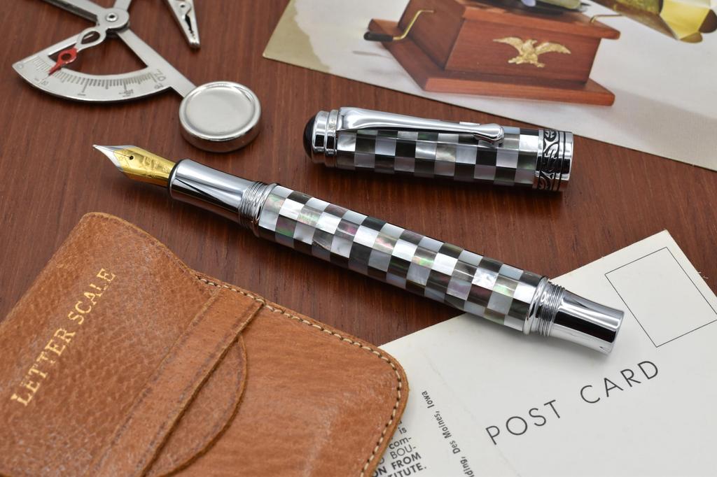 Xezo Maestro Jubilee Fountain Junior High School Checkered Brine White and Black Limited Edition of 223 Handcrafted by Each Pen Is Unique Pen, Nib,