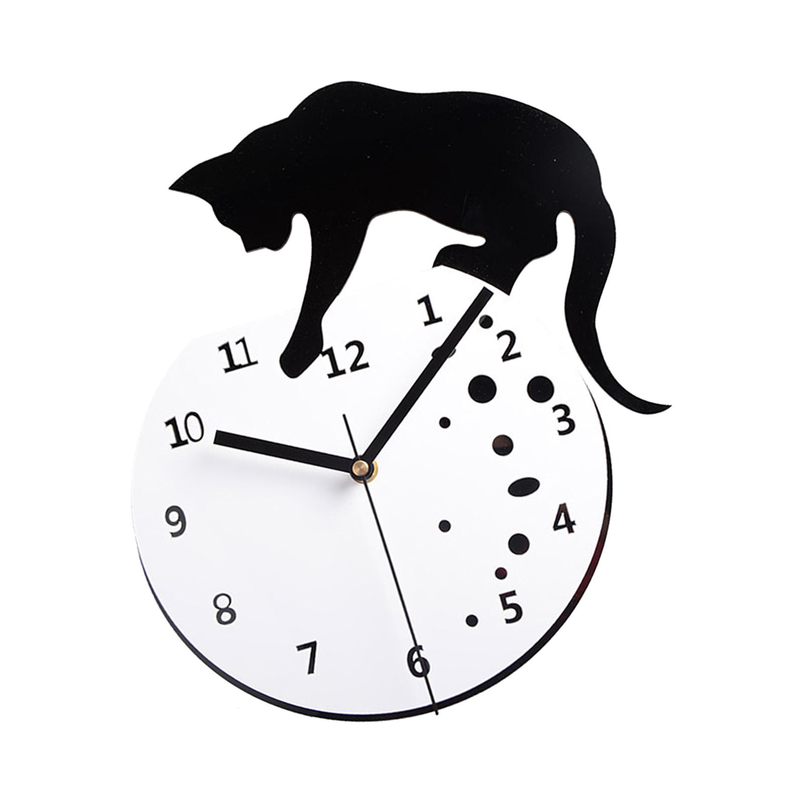 

Non Ticking Cat Wall Clock Living Room Decor, Modern Silent Hanging Clock Analog Clock for Home,Office, School,Hotel,Bathroom