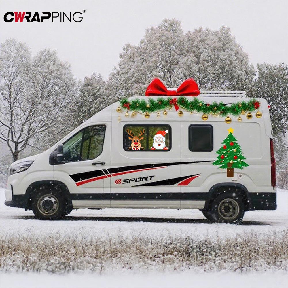 Vánoční motocyklová samolepka z adhezivního vinylu s motivem losa, motocyklové příslušenství, samolepky na auto a motocykl, samolepky na elektrickou koloběžku