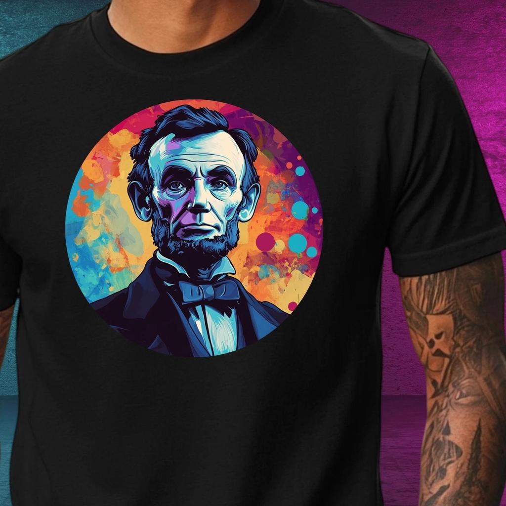 T-Shirt Herren Abraham Lincoln Pop Art Motiv Baumwolle Größe XS bis 5XL