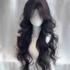 Lolita Black Wig for Women Long Wavy Hair 75cm Curly Wig with Bangs Cosplay Headband Wigs Synthetic Wigs for Daily Use