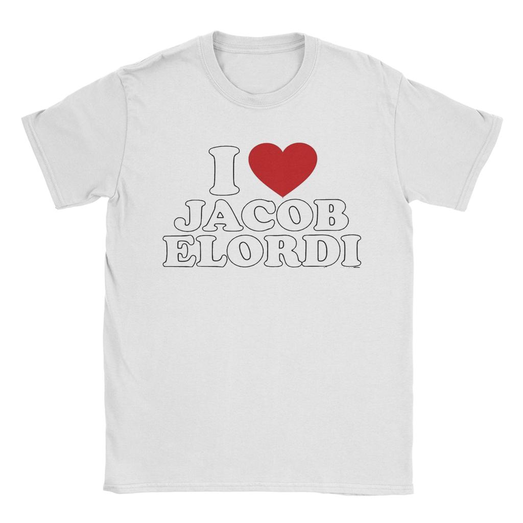 I Love Jacob Elordi Unisex S T Shirt Vintage Tees Short Sleeve Round Neck TShirt Cotton Printing Clothing
