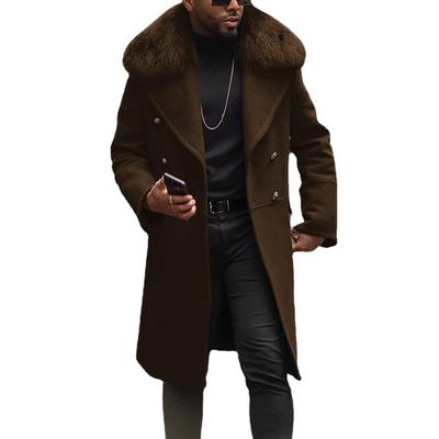 Módní pánské kabáty Podzim Zima Britský Velká velikost Streetwear Kabát s kožešinovým límcem Pánský Vlněný kabát Svrchní oděv Kardigan