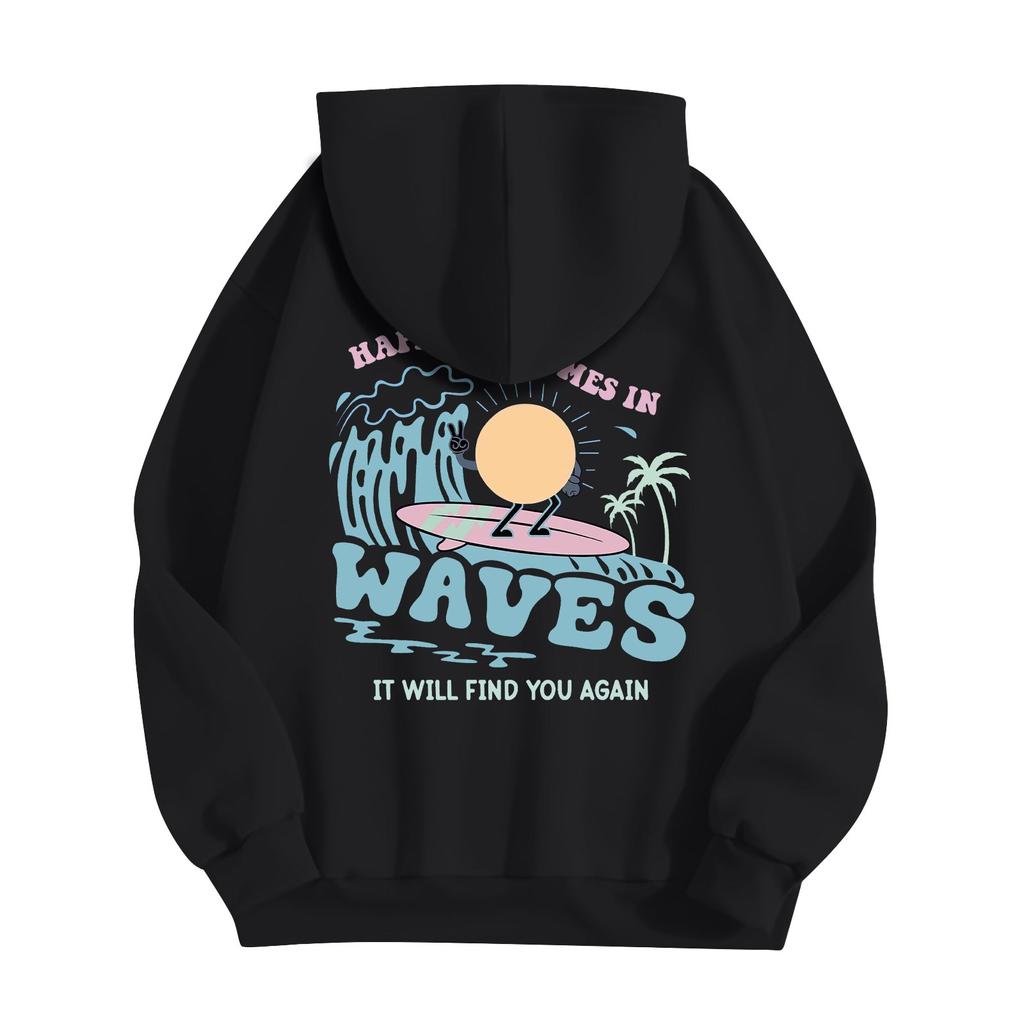 Damesmode Lichtgewicht Pullover met Lange Mouwen en Zakken Hoodie met Bloemenprint