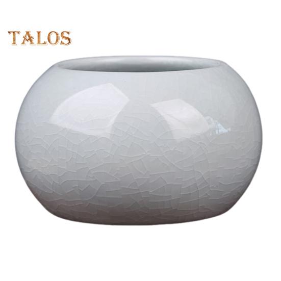 Ceramic Bowl Lotus Planter Round Mini Flowerpot Glazed Bonsai Bowl Lotus Pot for Planting Pennywort Small Hydroponic Plants