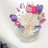 100Pcs/Set Disposable Cocktail Picks Easter Fruit Salad Bamboo Sticks  Easter Party Decoration