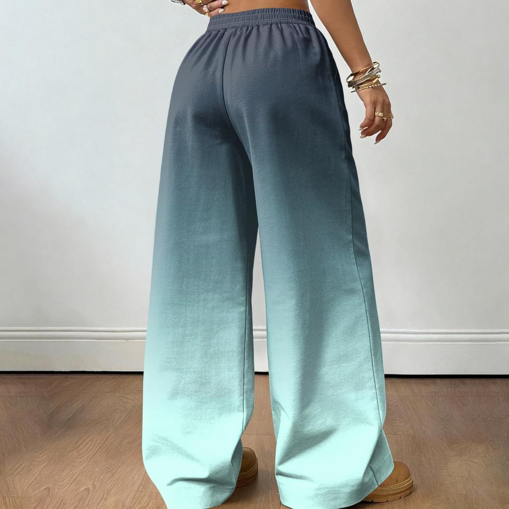 Damen Lässige und Modische Bedruckte Elastische Taille Weite Hose