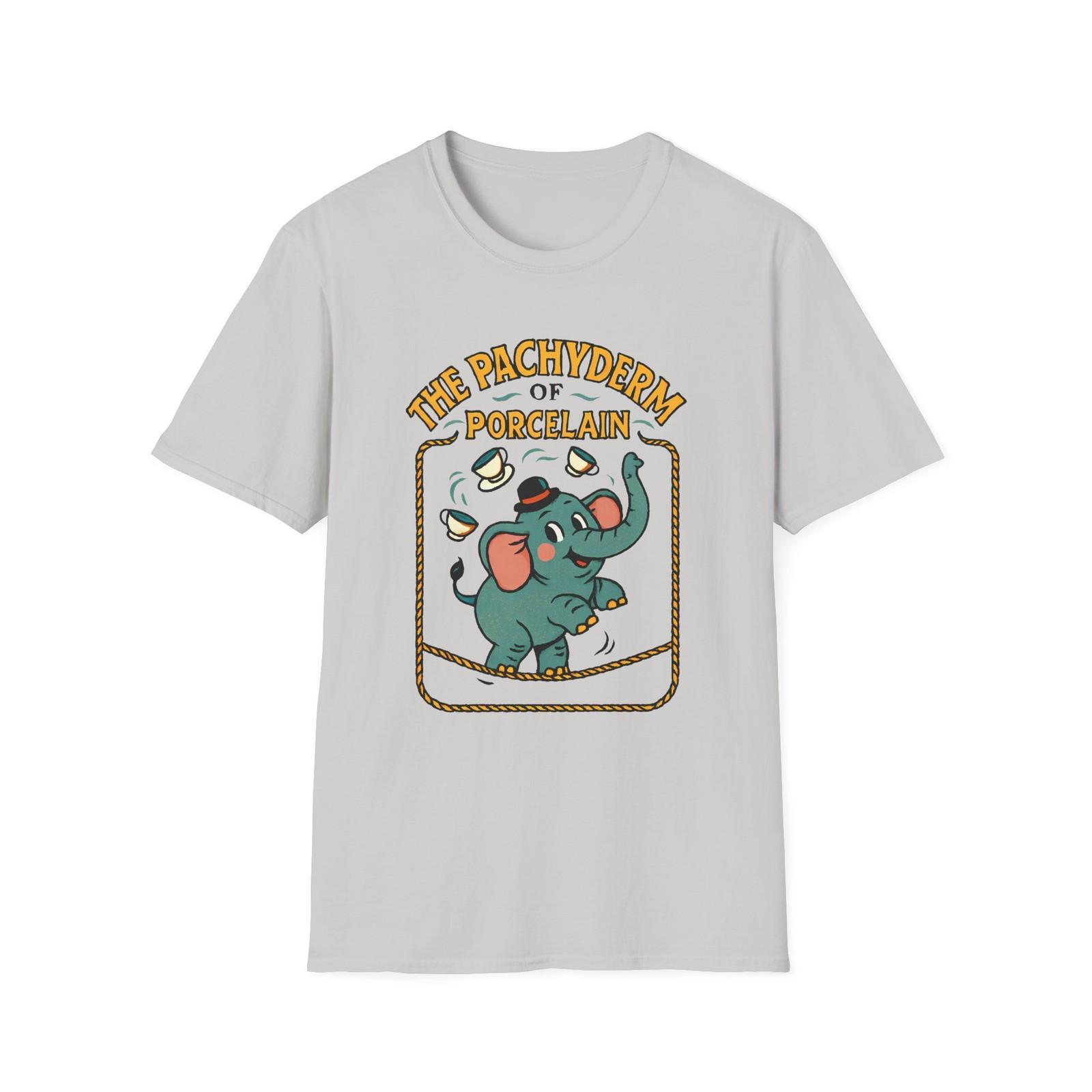 Unisex Softstyle T-Shirt Mens Womens Tees Top Cheerful Elephant Juggling Teacups Tightrope Circus 3XL