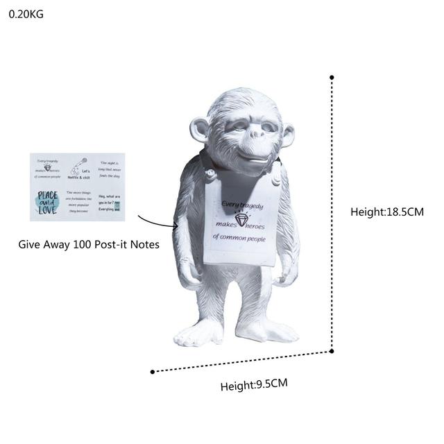 

Бэнкси Обезьяна Горилла Смола Статуя Скульптура Уличное Искусство Ремесло Настольные Фигурки Для Внутренней Домашней Декорации Аксессуары белый