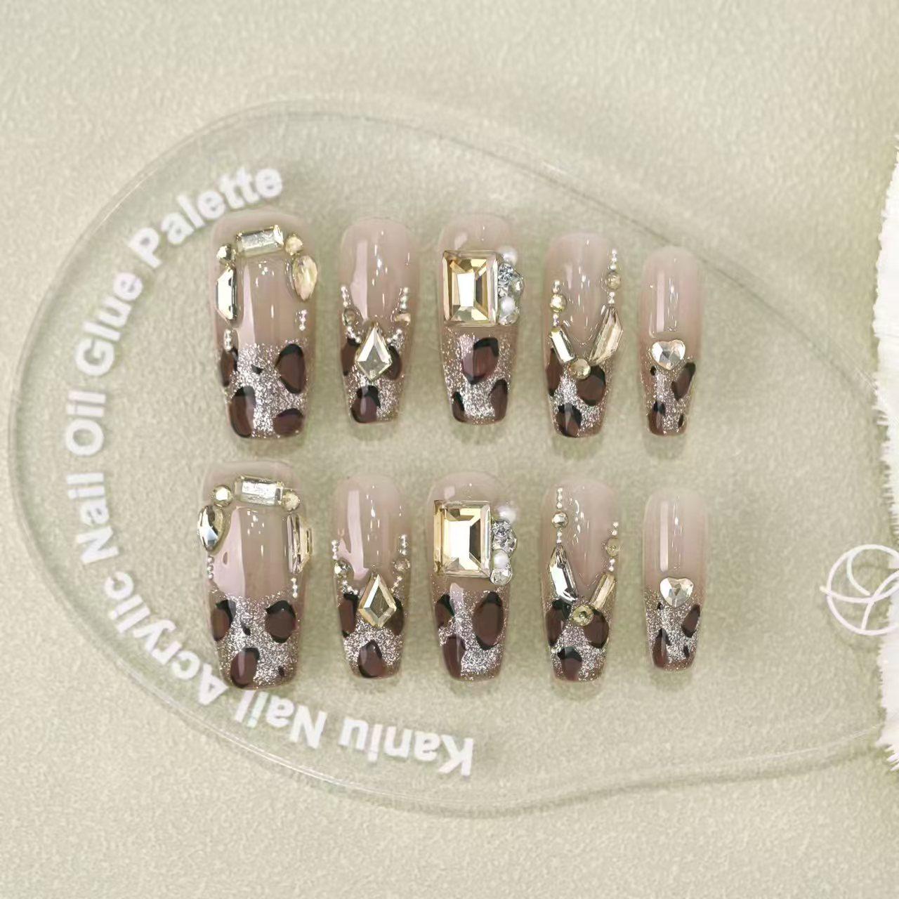 

Дизайнерские типсы для ногтей Chunshan с леопардовым принтом ручной работы, накладные, подчеркивают белизну, идеально подходят для осени Extra Small XS