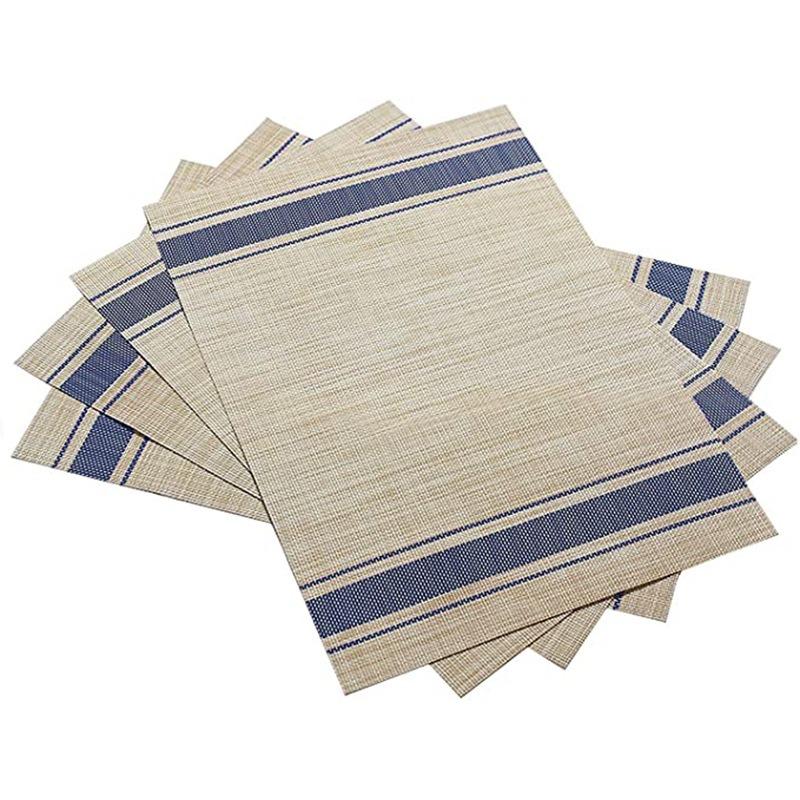 Pvc Placemat Linen Stripes Non-slip Easy To Clean Woven Insulation Mat Coaster Tablecloth Table Runner Insulation Tableware