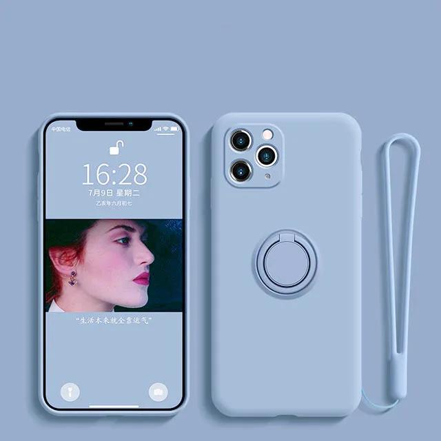 Liquid Silicone Case For Xiaomi 14T Pro 360 ° Rotating Ring Holder Cover For Xiaomi 15 14 13 12 13T 12T Pro Fundas With Strap