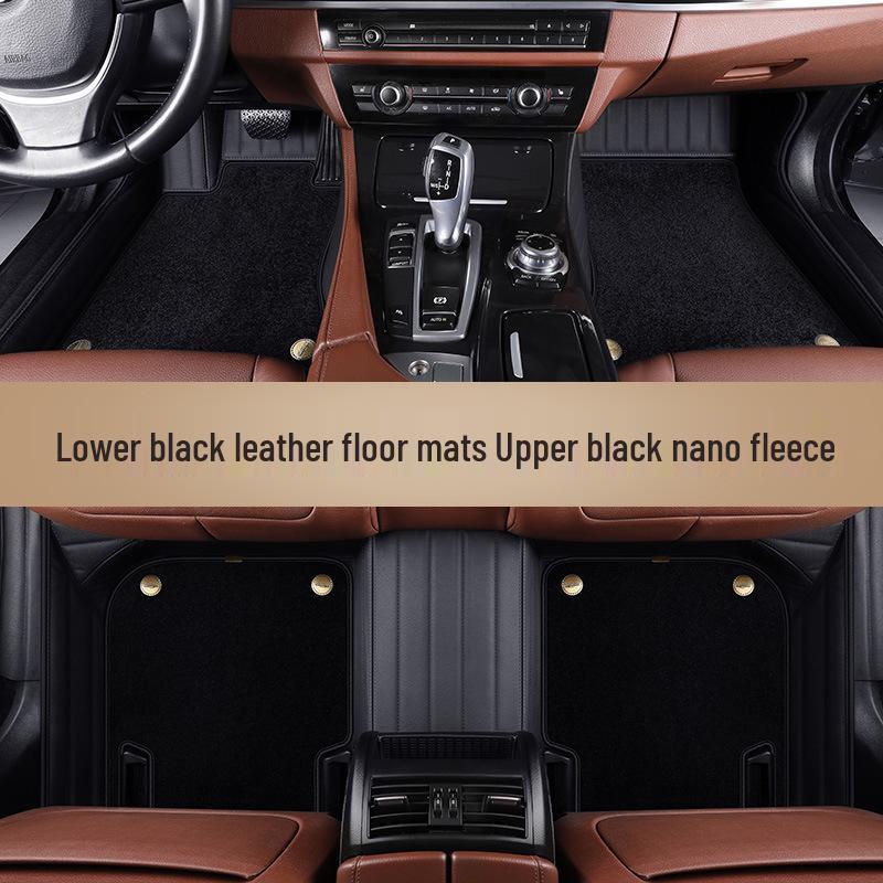 Genuine Leather Full Surround Car Floor Mats for 22 Volkswagen Models: Magotan, Tiguan L, Teramont X, and Passat