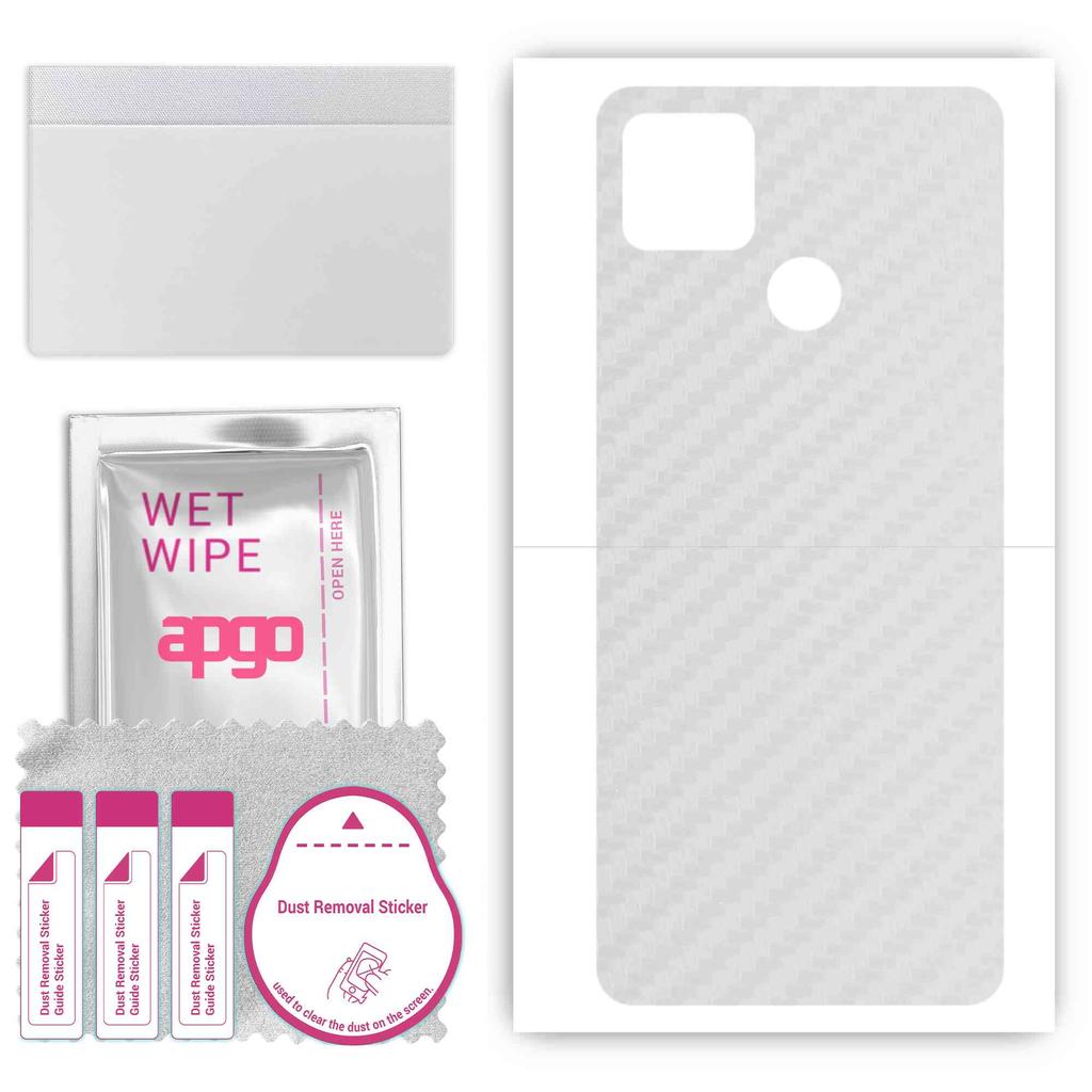 apgo Protective Skin Sticker for the Back Compatible with Realme C12, Wrap Film, Foil, Vinyl - Pattern Transparent Carbon