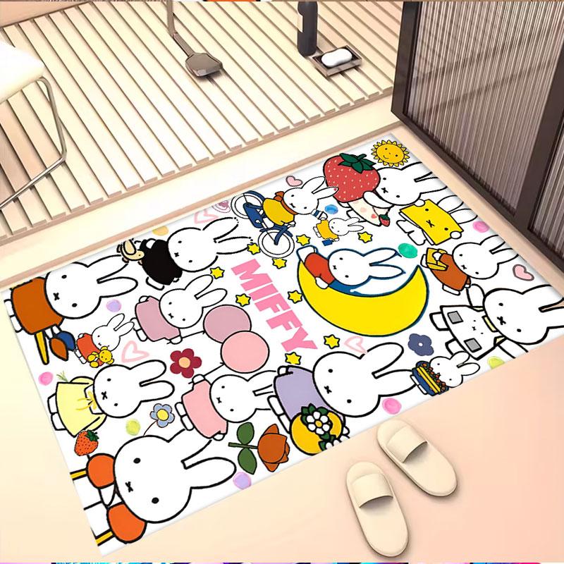 Miffy Print Rug, Washable Floor Carpet, For Entryway Dorm Laundry Room Office Study, Home Decor Birthday Christmas Gift