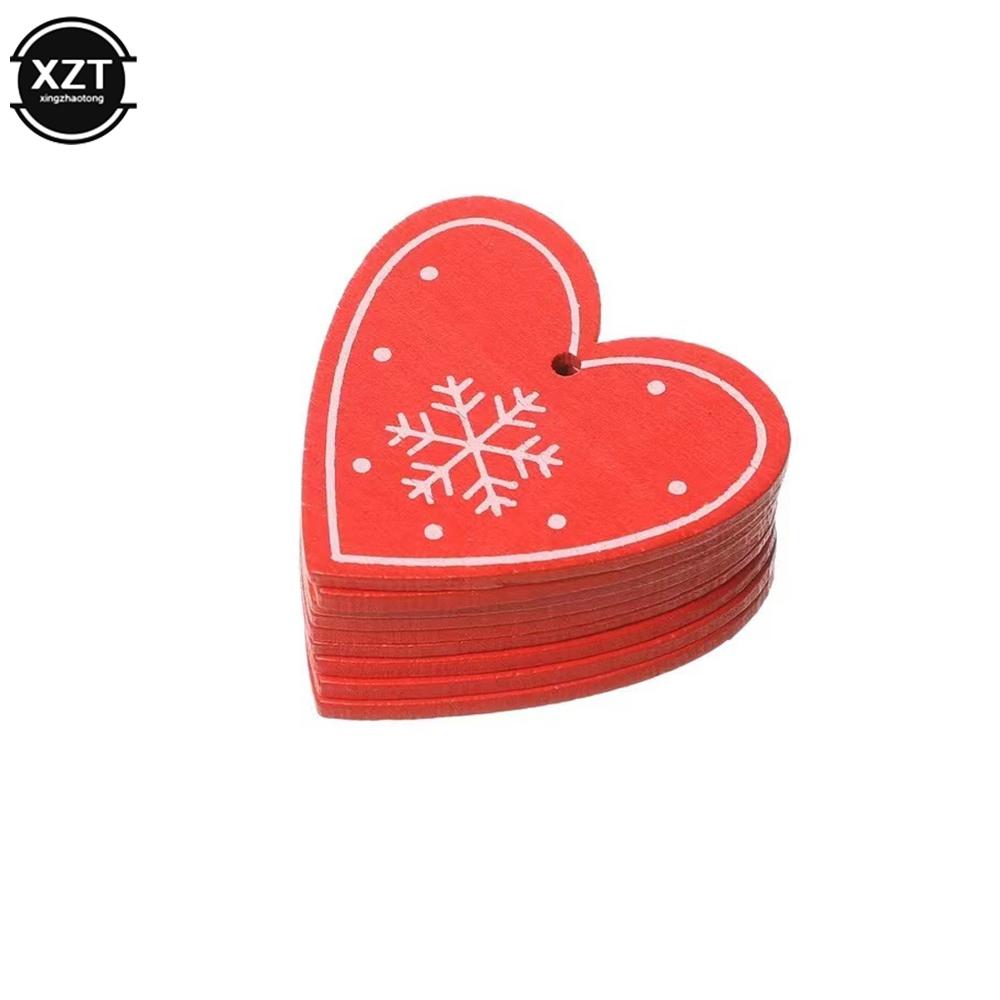 10PCs 5cm Wooden Christmas Ornaments Kids Toys For Chirstmas Tree Hanging Pendants Xmas DIY Decoration For Home Party New Year