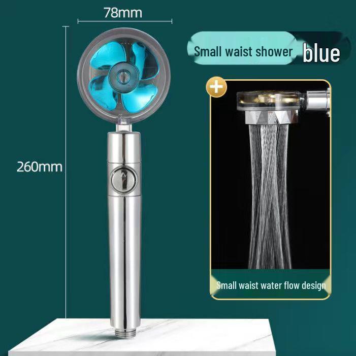 Compact Twin-Turbine Booster Shower Head with Dual Propellers