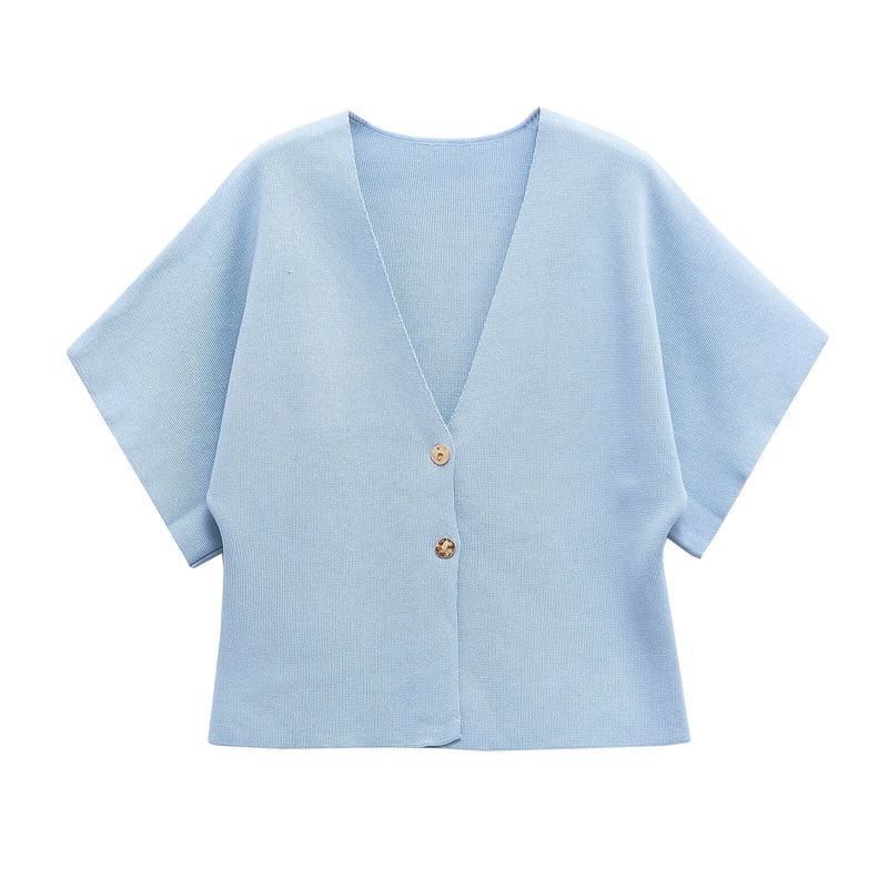 Zbzr Spring New Women Clothes Western Style French Style Versitile Fashion Short Sleeve Simple Knitted Outerwear 4192101