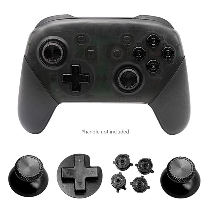 Metal Thumb Stick Keys for Switch Pro Controller Replacement ABXY Trigger Buttons Mushroom for Head with Tool