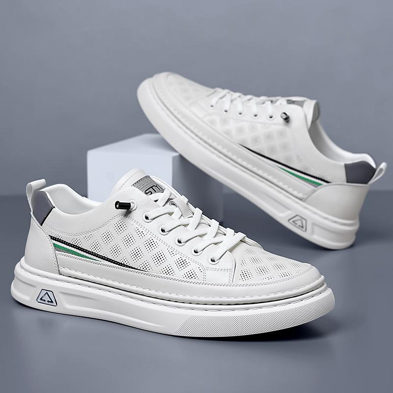 Little White Shoes Young Men's Shoes Breathable Casual Board Shoes Young Board Shoes One Pedal White Shoes Tide 2025