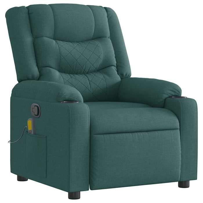 VidaXL Fauteuil de massage inclinable Vert foncé Tissu 4019932