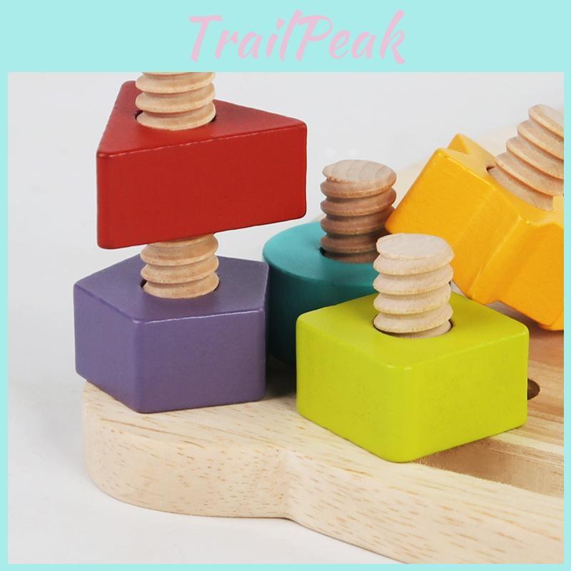 Wooden Shape Bear Screw Puzzle Toy For Kids Hand Eye Interaction Coordination