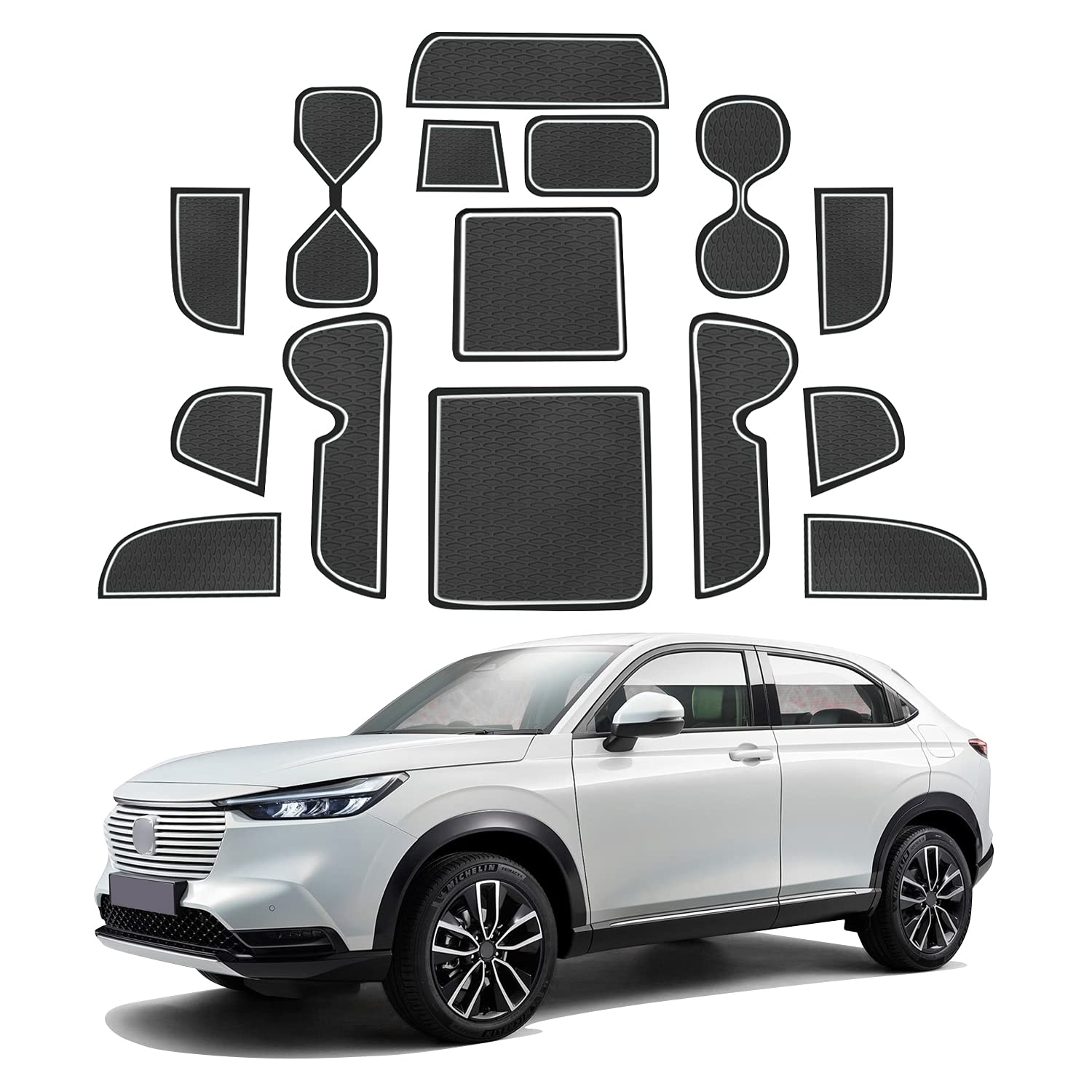 Резиновые коврики LFOTPP для салона Honda Vezel 2021, карман двери консоли RV и дизайн (2-е поколение), Стиль, Коврики, Коврики, Нескользящие коврики, Тюнинг белый