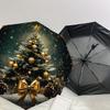 1pc Golden Christmas Tree Decorations Umbrella with Plastic Handle,Suitable for All Seasons Home Travel Outdoor UmbrellaDD1302