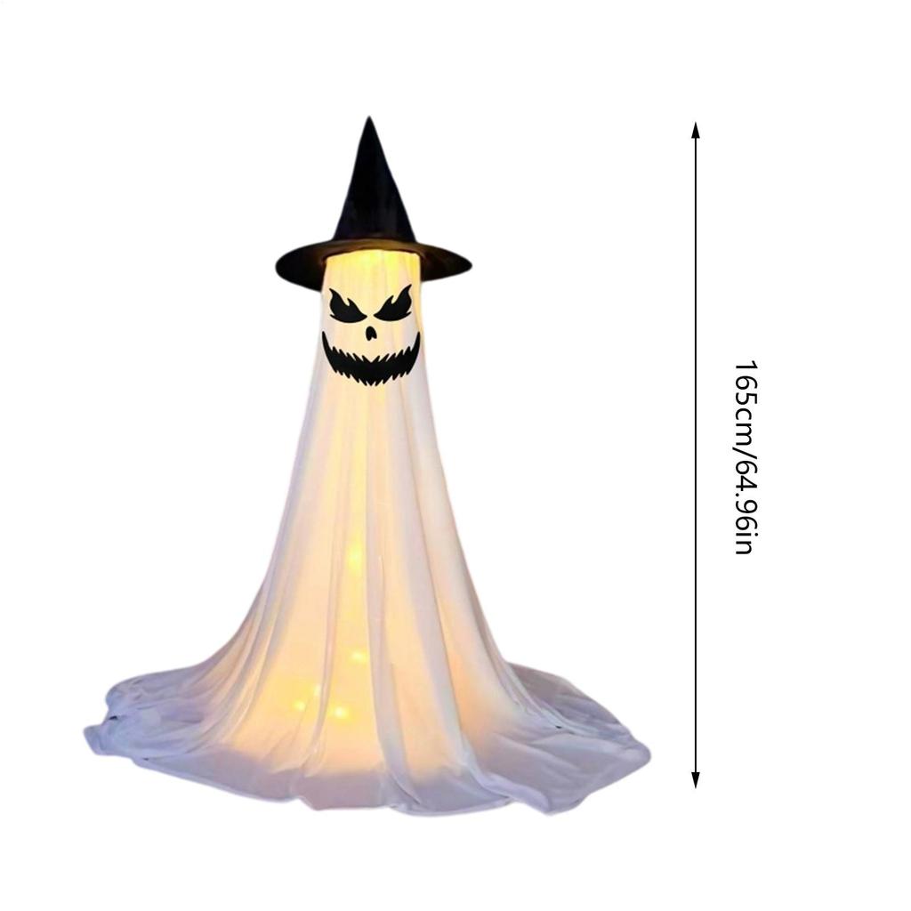 Large Lighted White Cloth Ghosts Light Up Ghost Halloween Decorations Outdoor Indoor Outside Seasonal Horror Scene Prop
