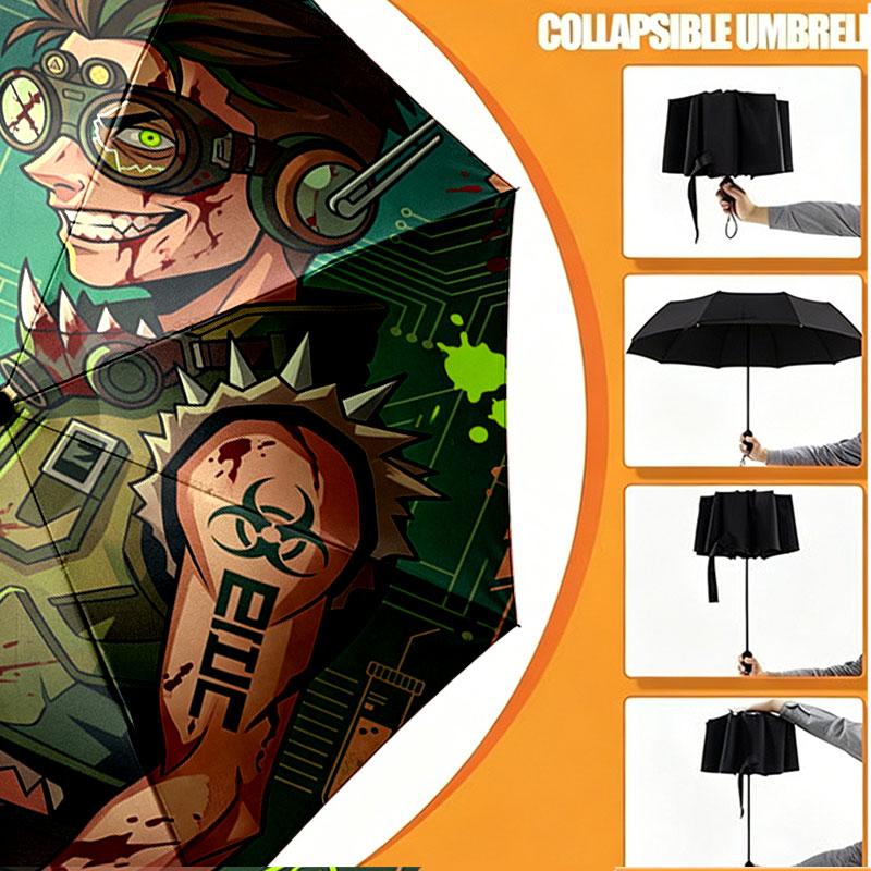 Custom Name Personalized Apex Legends Print Umbrella, Auto Open Close, 8‑Rib Sturdy Frame, Commute Camping Hiking Use, Birthday Gift