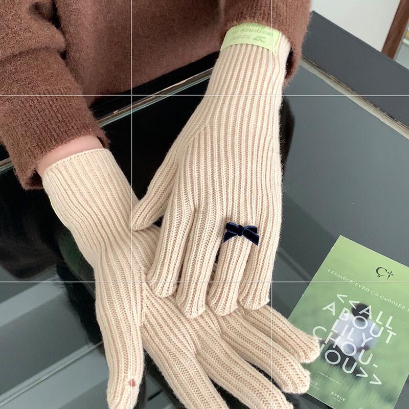 

Женские вязаные шерстяные перчатки с бантом One Size